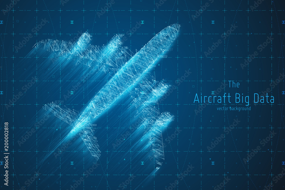 Aufkleber vector abstract plane big data graph visualization. aircraft infographics aesthetic design. visual i