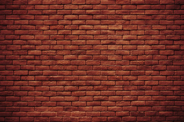 The texture of red wall made of bricks use for background