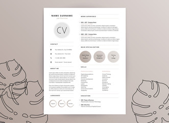 Elegant feminine CV resume template - elegant stylish design - beige color vector illustration