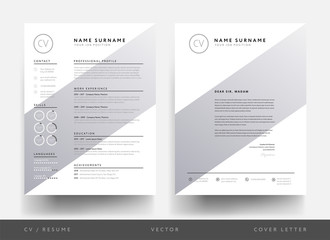 CV resume and letterhead for creative person - creative geometric shape design template - vector