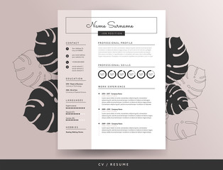 Feminine CV resume template - vector illustration