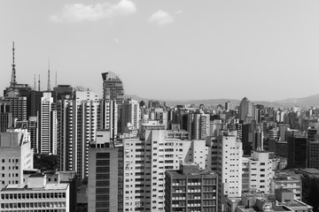 View from top of são paulo center. Business capital. Black and white photography.