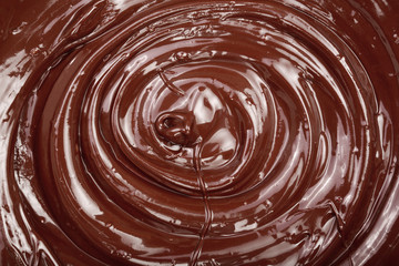 Melted chocolate swirl as a background closeup