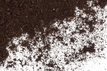 Pile heap of soil isolated on white background