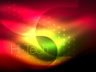 Glittering neon glowin wave, techno modern art abstract background, magical shiny template