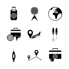 icon Travel with technology, hand, aircraft, baggage and tag
