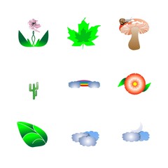 icon Nature with rainbow, beatiful, exotic, nature and mushroom head