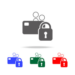 Locked bank card. Elements of cyber security multi colored icons. Premium quality graphic design icon. Simple icon for websites, web design, mobile app, info graphics