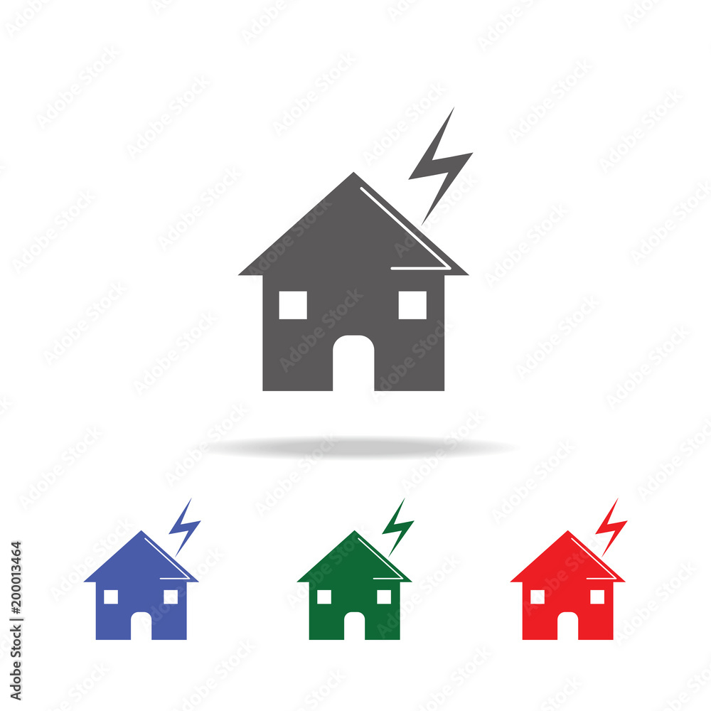 Poster lightning under house icon, mobile app. elements of desister multi colored icons. premium quality gr