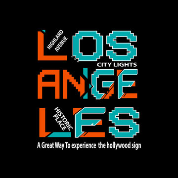  Los Angles Typography T Shirt Vector