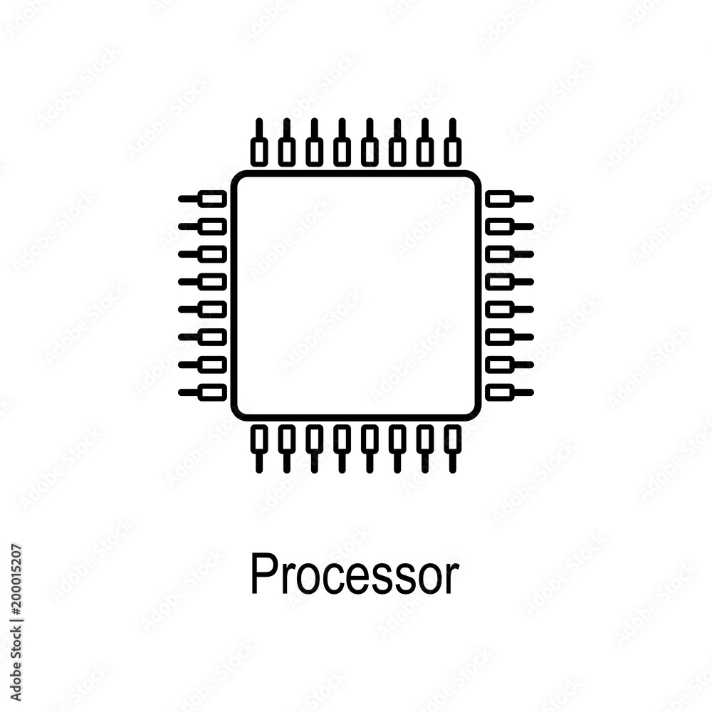 Poster cpu icon. element of computer part for mobile concept and web apps. thin line icon for website desig