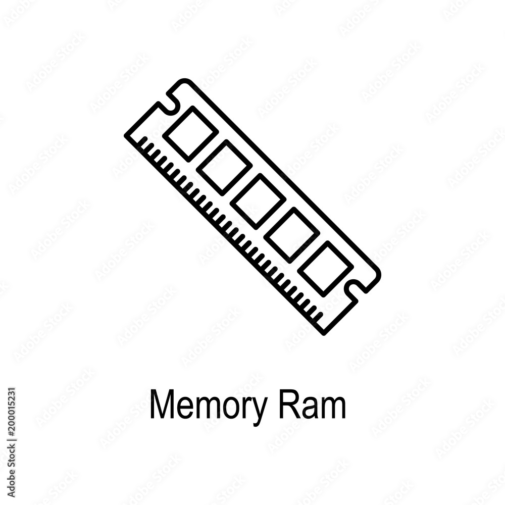 Poster pc memory ram icon. element of computer part for mobile concept and web apps. thin line icon for web