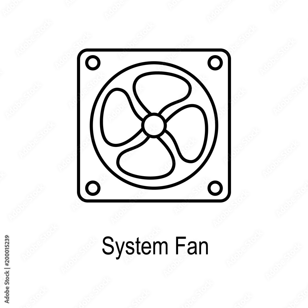 Poster pc system fan icon. element of computer part for mobile concept and web apps. thin line icon for web