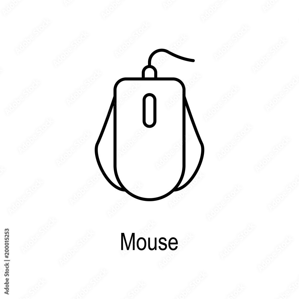 Poster pc mouse icon. element of computer part for mobile concept and web apps. thin line icon for website 
