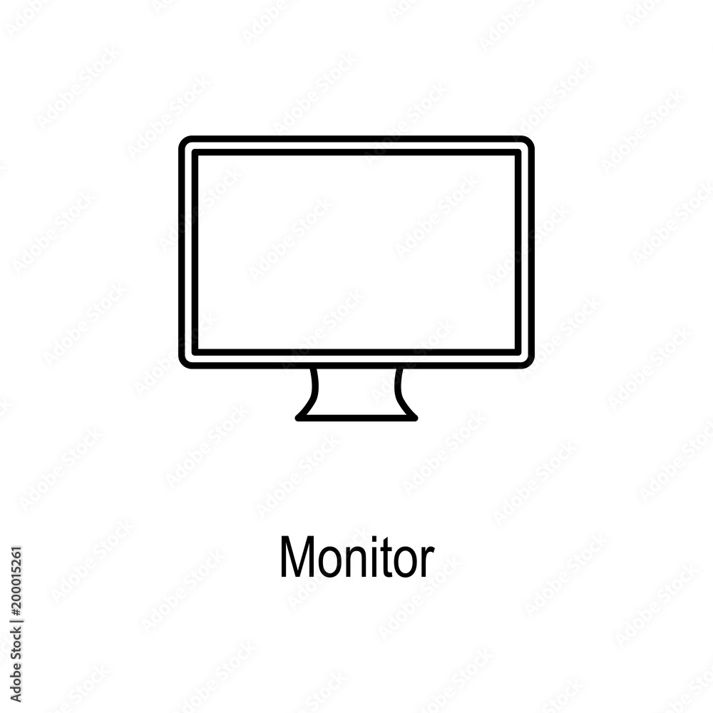 Poster pc monitor icon. element of computer part for mobile concept and web apps. thin line icon for websit