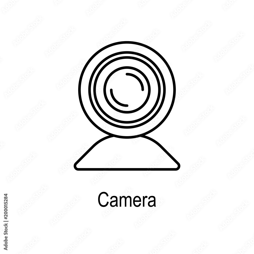 Poster web camera icon. element of computer part for mobile concept and web apps. thin line icon for websit