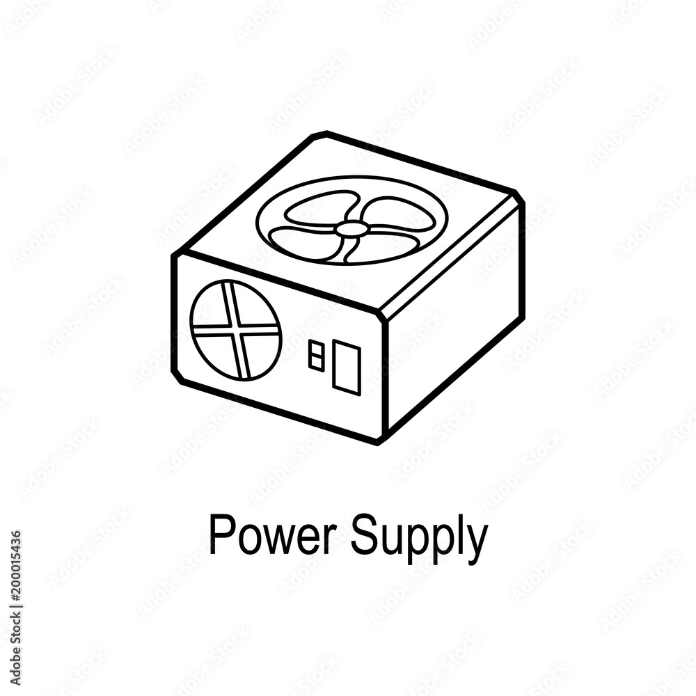 Poster power supply icon. element of computer part for mobile concept and web apps. thin line icon for webs