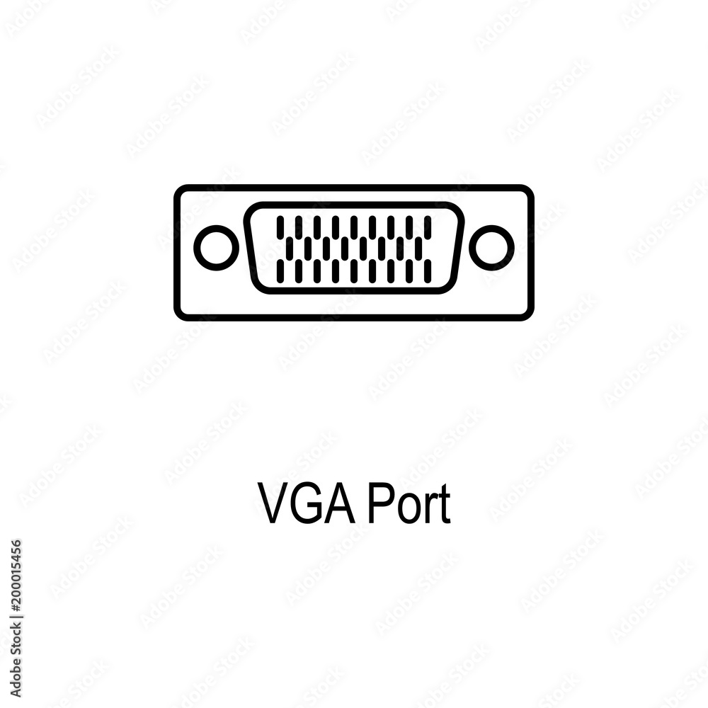 Poster vga port icon. element of computer part for mobile concept and web apps. thin line icon for website 
