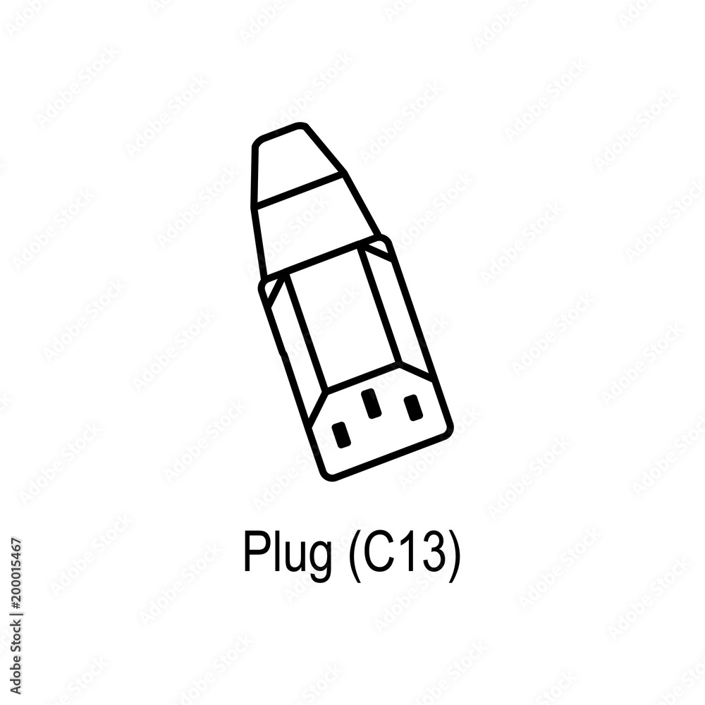 Poster pc power plug icon. element of computer part for mobile concept and web apps. thin line icon for web