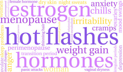 Hot Flashes Word Cloud on a white background. 