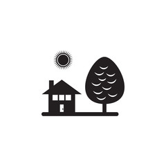 house and tree icon. Element of landscape illustration. Premium quality graphic design icon. Signs and symbols collection icon for websites, web design, mobile app