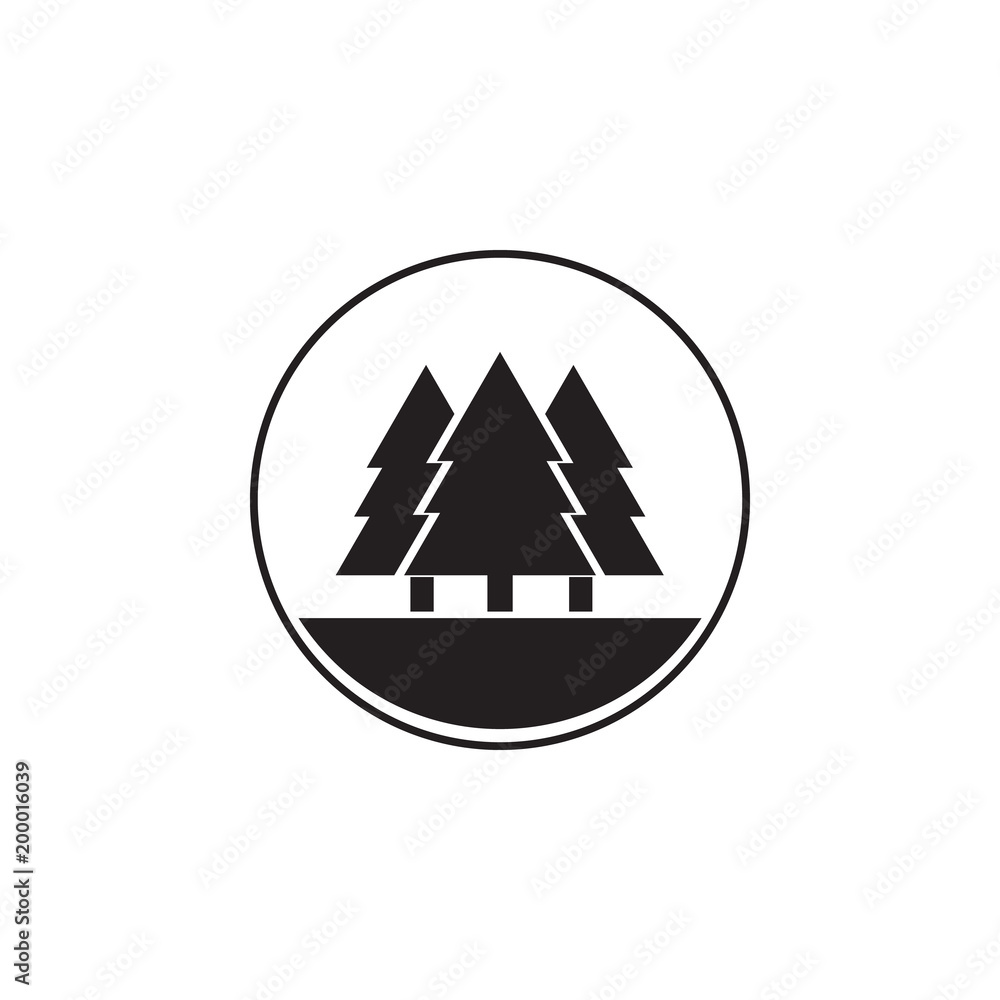 Poster trees in a circle icon. element of landscape illustration. premium quality graphic design icon. sign
