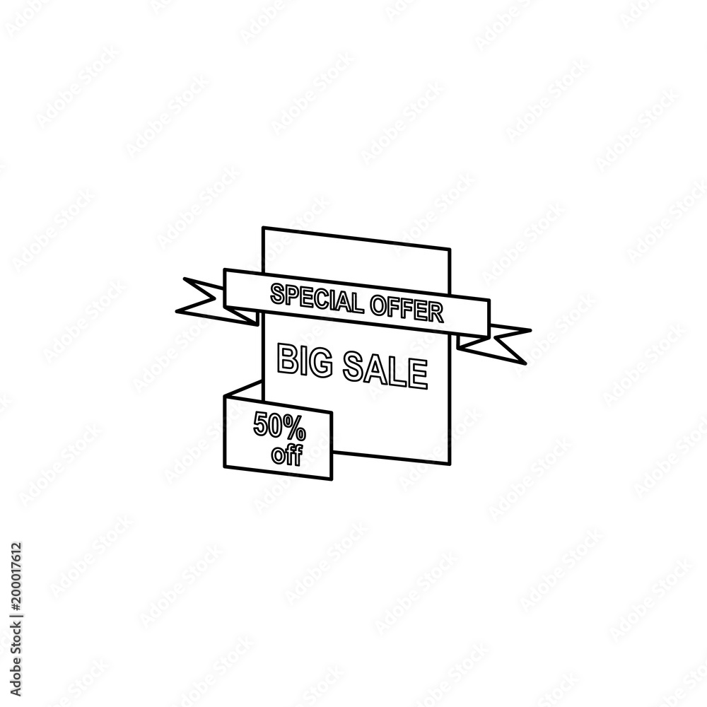 Poster label sale of 50 discount on a ribbon icon. element of sale signs for mobile concept and web apps. t