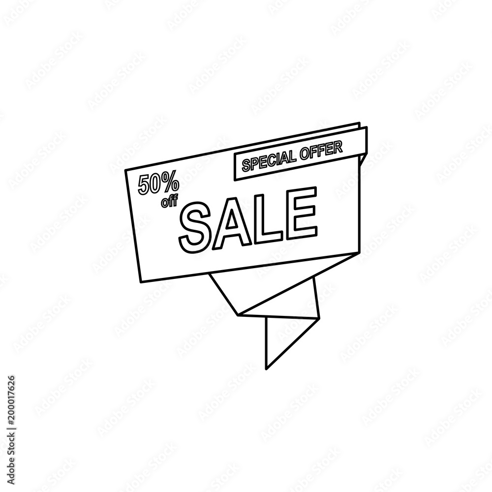Poster 50 discount on tape icon. element of sale signs for mobile concept and web apps. thin line icon for 