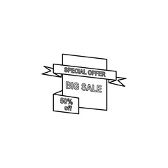 label sale of 50 discount on a ribbon icon. Element of sale signs for mobile concept and web apps. Thin line icon for website design and development, development. Premium icon