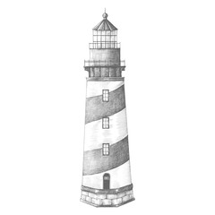 Old lighthouse vintage style illustration