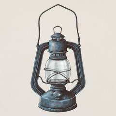 Hand drawn retro portable lantern