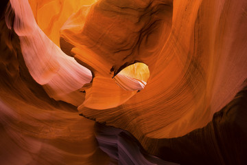 Fiery wave of natural art Lower Antelope Canyon in Page Arizona is unique landmark of the...
