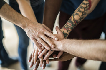 People joined hand together
