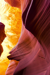 Like burning fire on the walls the underground labyrinth of colored sand of the Lower Antelope...