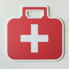 Obraz premium First aid bag paper craft icon