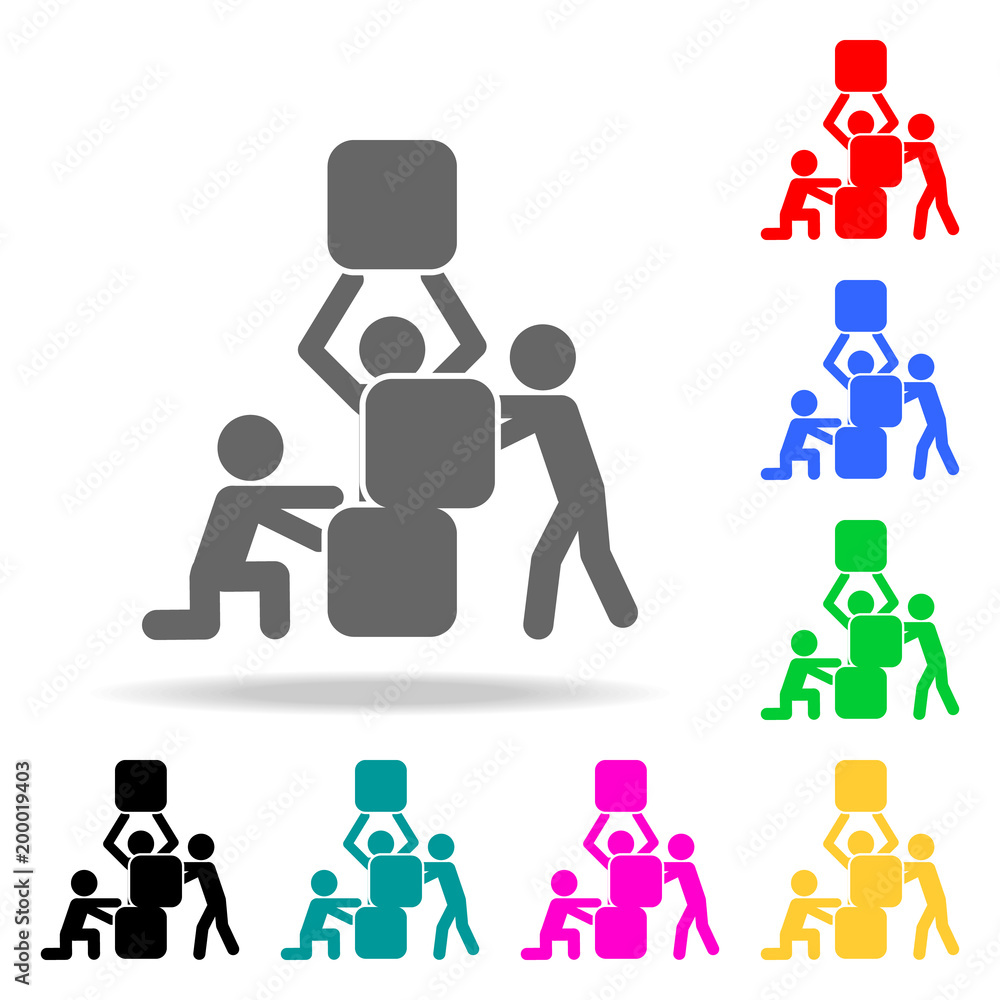 Poster teamwork icon. elements of teamwork multi colored icons. premium quality graphic design icon. simple