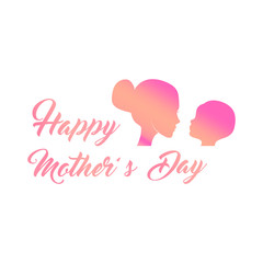 Silhouettes Mother, baby, child. Mothers day greeting card. Moms day. Vector.