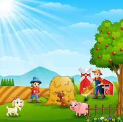 Farming working on farms with animals