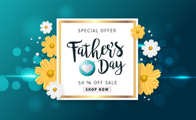 Fathers day sale background poster banner. Vector illustration.