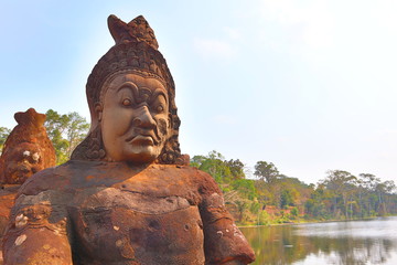 Stone Statues At Angkor Thom, Cambodia