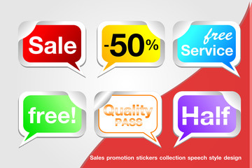 Sales promotion stickers collection speech baubles style design