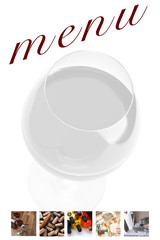 Wine Menu Collage: Desaturated glass of wine smaller color images
