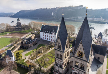 Koblenz City Germany historic monument German Corner where the rivers rhine and mosele flow...