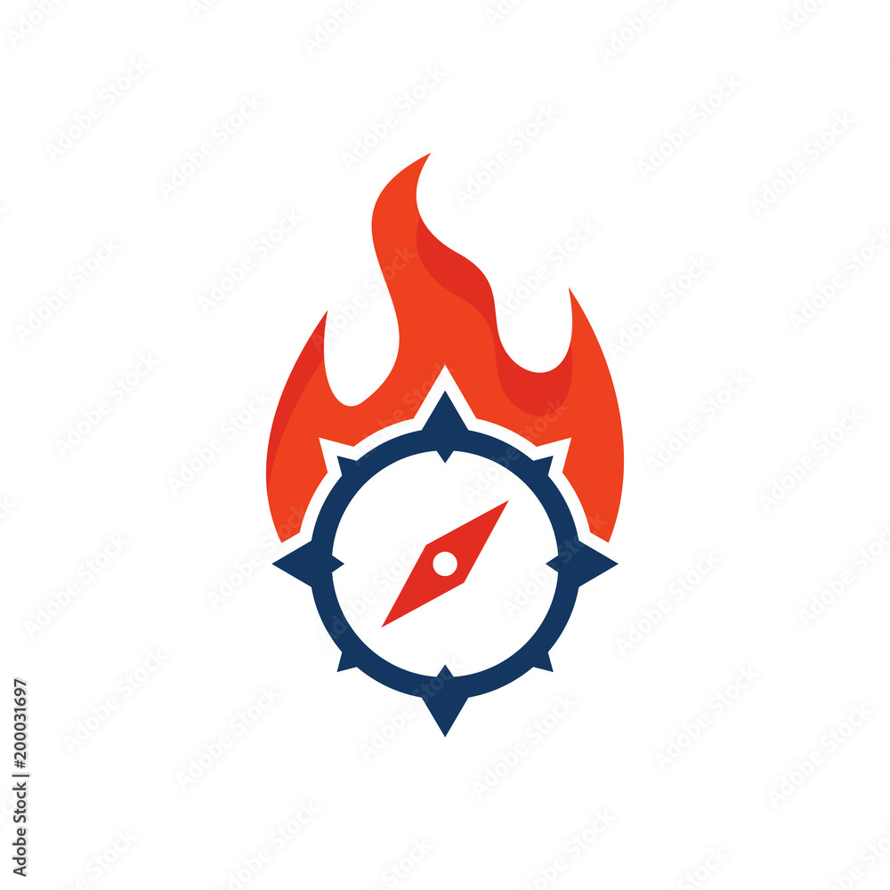 Wall mural burn compass logo icon design