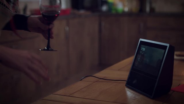 4k Woman Taking Picture with Smart Home Device