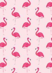 Naklejka premium seamless flamingo pattern vector illustration