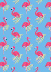 seamless flamingo background pattern vector illustration