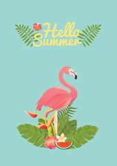 Obraz na płótnie Canvas Flamingo bird illustration design on background