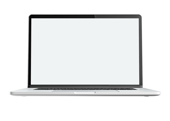 Modern computer laptop isolated on white background with blank screen for mockup with cliping path