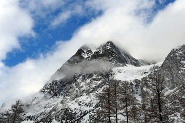 Italy. Panorama of the mountains from Courmayeur